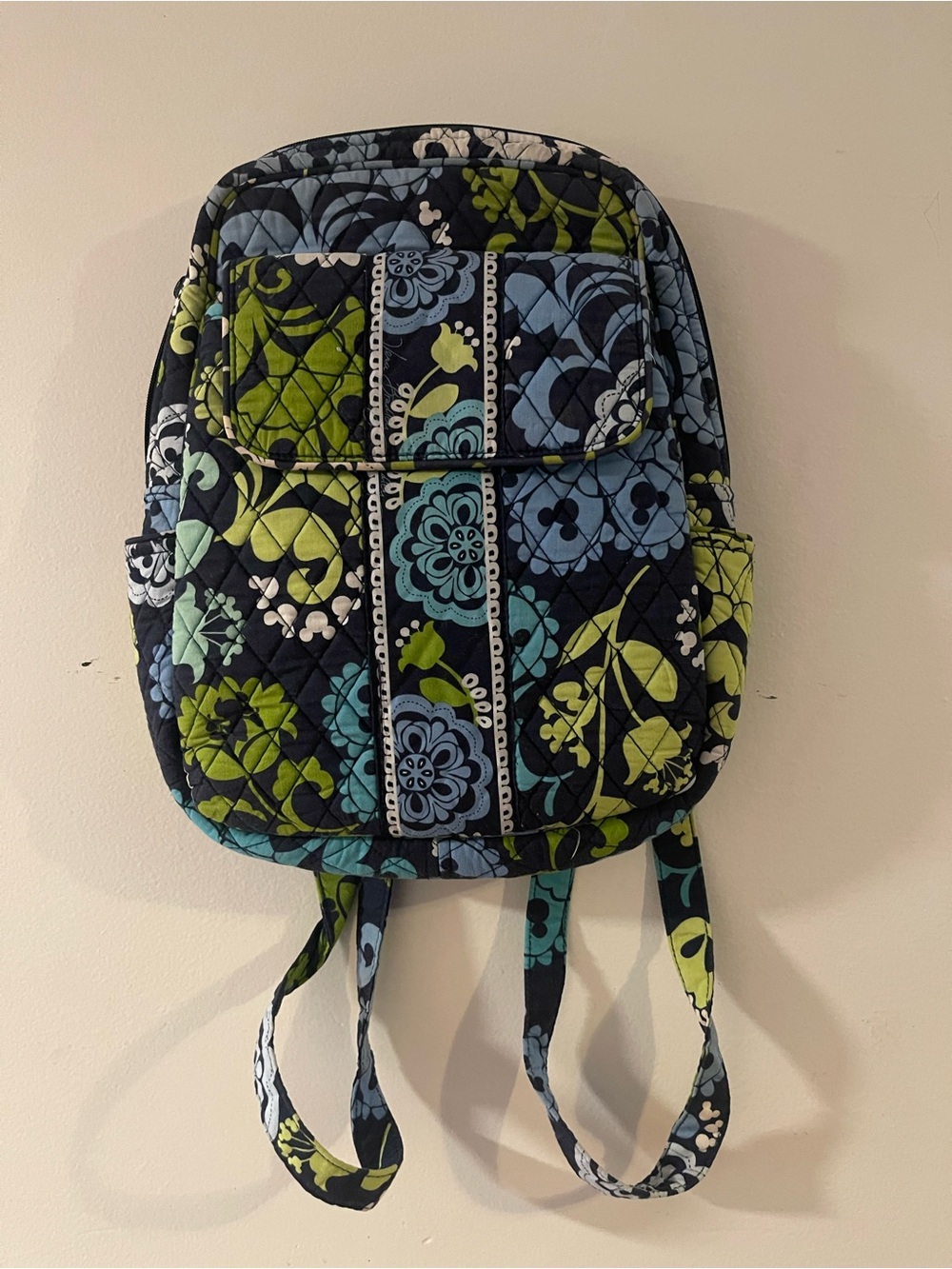 Vera Bradley Where’s Mickey, Disney Parks Blue & Green Quilted Floral Backpack